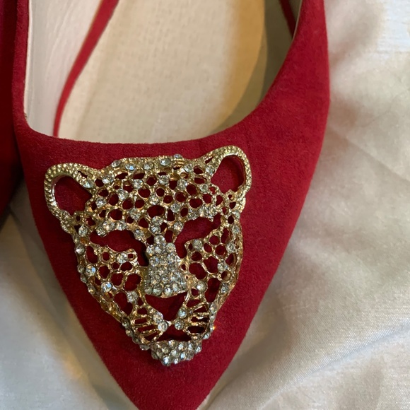 Aldo Red Embellished Fabric Flats sz 8.5 - Picture 5 of 6